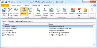 how to make a contact group back in Outlook web access