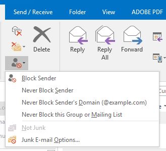 Manage Junk emails in Outlook 2015 Office 365 - Makii